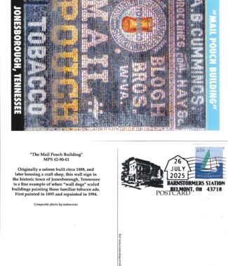 2025 JONESBOROUGH SIGN POSTCARD WITH POSTMARK AND STAMP